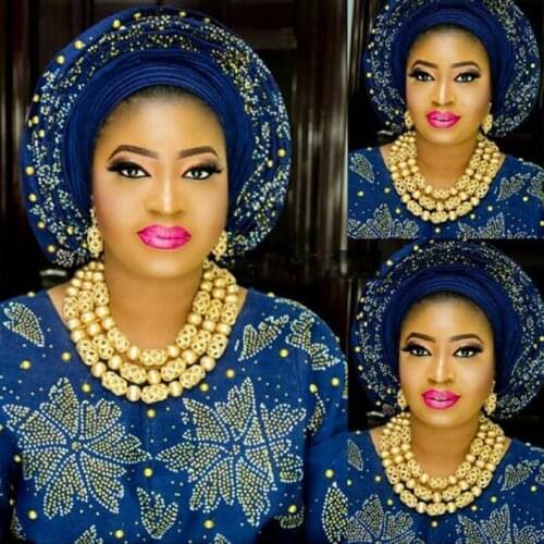 New Dubai Gold Women Bridal Statement Necklace Set African Nigerian Wedding Jewelry Set Party Gift Free Shipping WE090