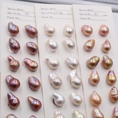 WHOLESALE 11-12mm Super Big Size Natural Real Pearls, Loose Freshwater Irregular Baroque Pearls, 10PAIRS/LOT