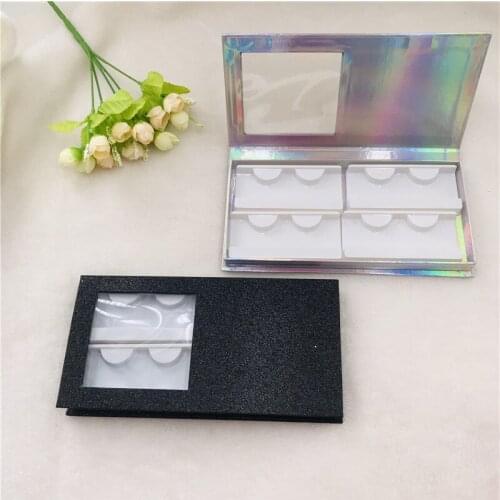 Empty 4 pairs lashes box holographic and black shine and high quality lashes book