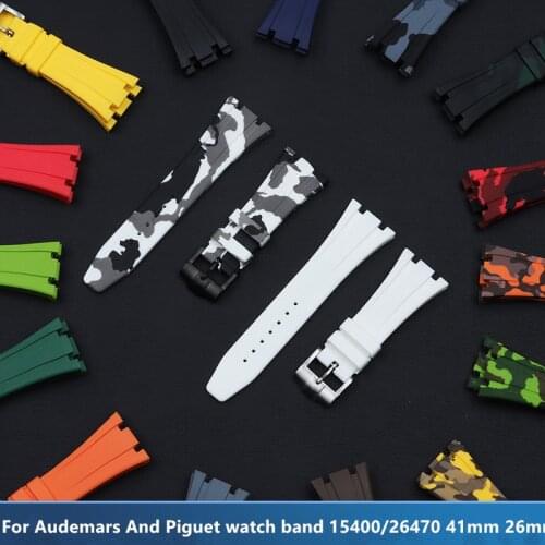 Quality Soft Silicone rubber watchband for AP Strap 26mm for Audemars And Piguet watch band 15400/26470 41mm Dial Pin Buckle