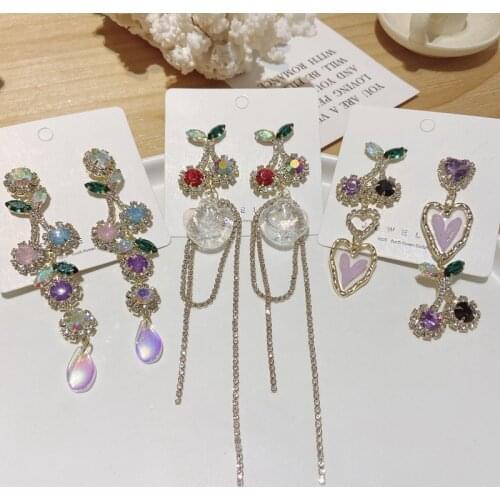 Korean Luxury Fashion Butterfly Colorful Crystal Drop Earrings For Women Girls Exaggerated Pendientes Party Jewelry