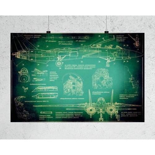 H301 Silk Poster Home Decoration Blue F 14 jet fighter Wall Art Christmas Gift
