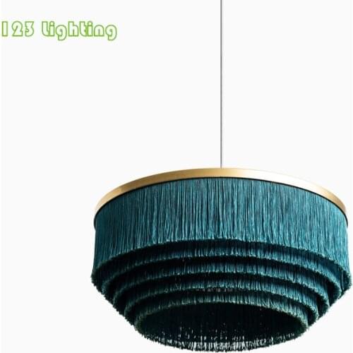 Dark green Pink Fabric LED Pendant light Romantic Living room Bedroom Hanglamp E27 110-240V Art Decoration Loft Pendant lamp