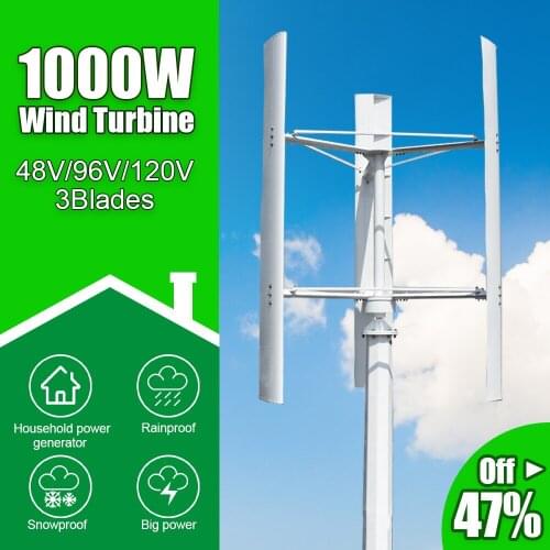 Vertical Axis 1000W 48V/96V/120V Wind Turbine Windmill Generator 3 Phases 50HZ 3 Blades No Noise For Home Farm Street Use
