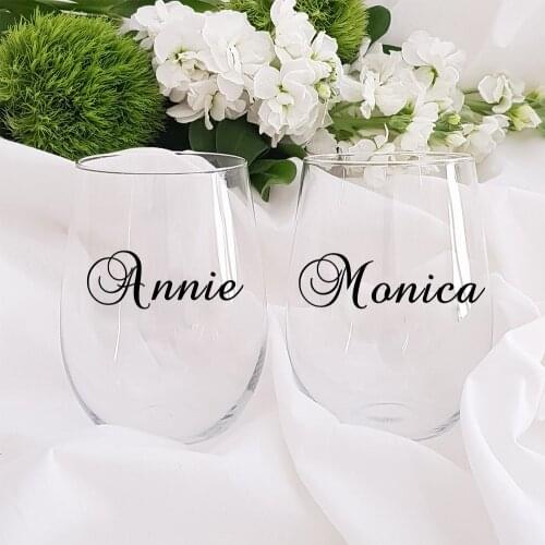 Custom Wedding Party Champagne Glasses Cup Name Vinyl Sticker Removeable Glass Decoration Decal Bride groom guest name Decals