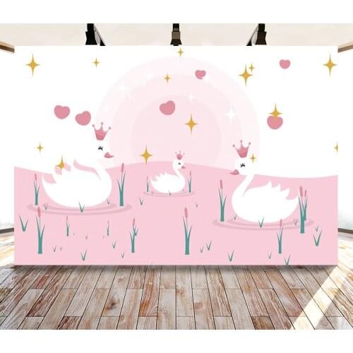 Yeele Cartoon Photocall White Swan Love Heart Crown Photography Backdrop Personalized Photographic Backgrounds For Photo Studio