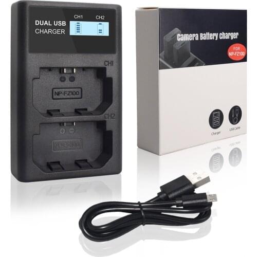 WEIHE 2280mAh NP-FZ100 NPFZ100 NP FZ100 LCD Dual USB Charger for Sony NP-FZ100 BC-QZ1 Sony a9 a7R III a7 III ILCE-9