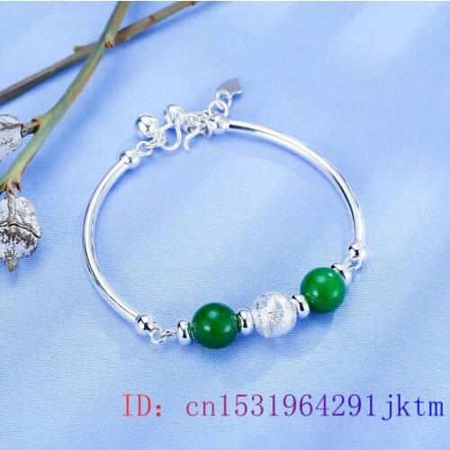 Green Jade Beads Bracelet Zircon Fashion Gemstone Women 925 Silver Charm Jewelry Chalcedony Crystal Gifts Natural Amulet