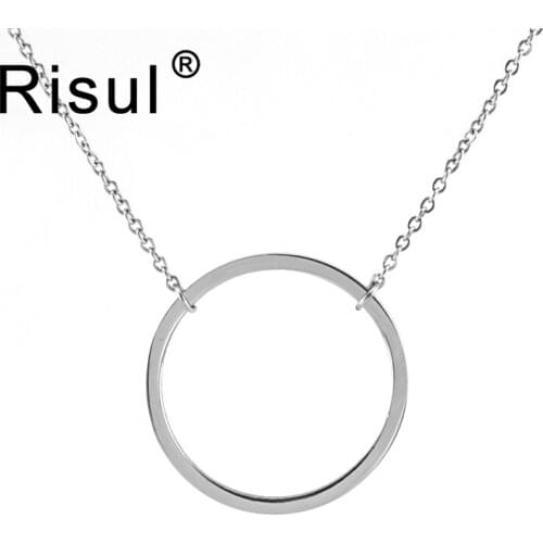Never Fade Stainless Steel Circle Annulus Pendants & Necklaces For Women Round Minimalist Bohemian Choker Collier Femme Collares