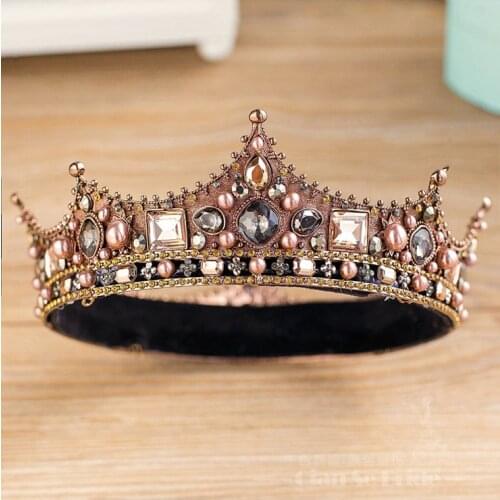 Handmade Pearl Bridal Hair Accessories New Tiara Head Piece Crystal Head piece Women Queen Rhinestone Pageant Tiaras and Crowns