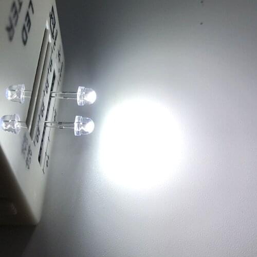 100PCS/LOT F5 straw hat 5MM cool white LED super bright LED lamp beads astigmatism 2000-2200MCD 8000-9000K 20MA 3.0-3.2V
