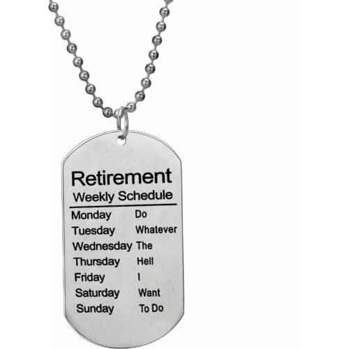 12PC/Lot Military Dog Tag Pendant Retirement Beads Chain Necklace For Doctor Teachers Grandma Grandpa Gifts Necklaces Jewelry