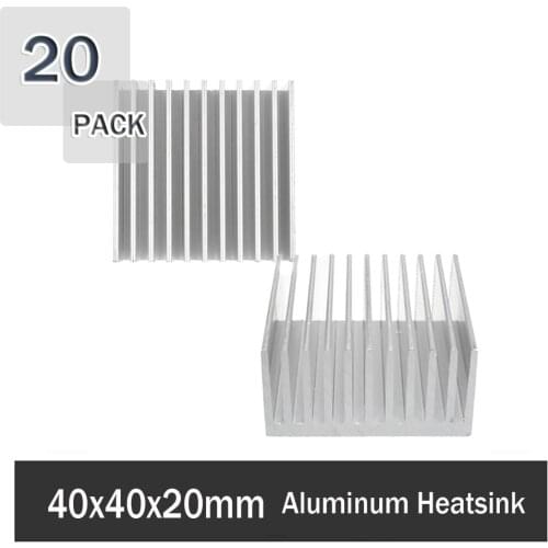 20Pccs Gdstime 40mm 4cm Aluminum Chipset Heatsink Radiator Silver Tone Aluminum Radiator Heatsink 40mm x 40mm x 20mm