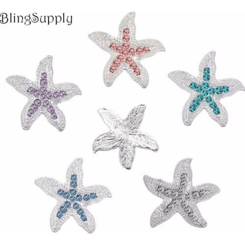 22mm 50PCS starfish rhinestone button can MIX colors(BTN-5399)