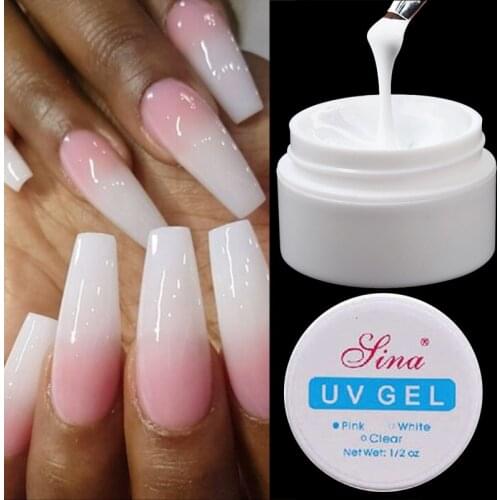 3 Colors Acrylic Nail UV Gel White Clear Pink Repairing Broken Finger Gel Quick Building Nail Art Extension Tips Gel Manicure