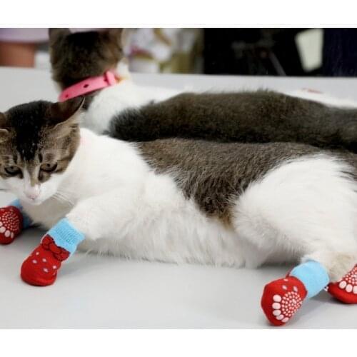 3 Colors Cute Indoor Antiskid Paws Bottom Dog Cat Shoe Socks Pet Dog Socks Cotton Soft knitting Warm Socks with Non-slip Rubber