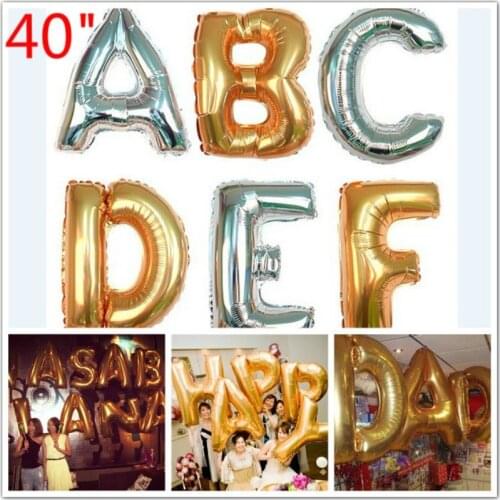 40 inches Gold Letter Foil Balloons Birthday Party Banner Helium Letter Balloon Wedding Decoration Ballons Holiday Supplies