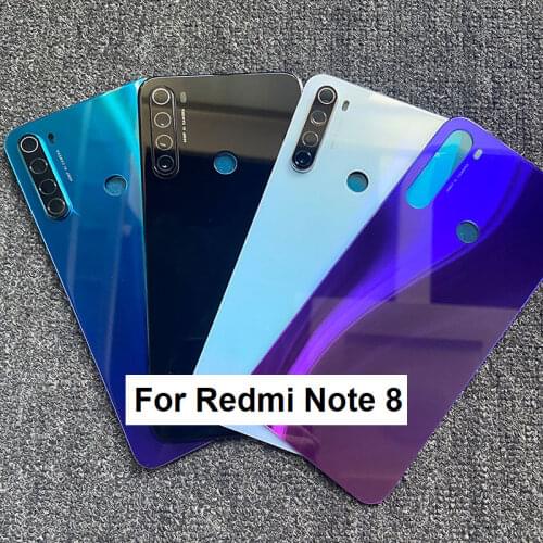 6.53" 2019 For Xiaomi Redmi Note 8 Pro Battery Cover Back Glass Rear Door Housing Case Panel With Camera Lens Adhesive Sticker