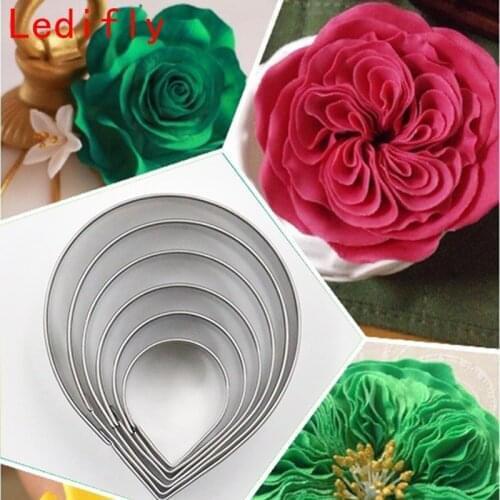 6Pcs/set Rose Petal Mold Mould Cake Decorating Fondant Sugarcraft Cutters Tools
