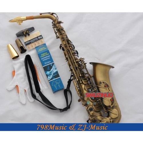 Professional Antique Bronze Eb Alto Saxophone Abalone shell key High F# sax new