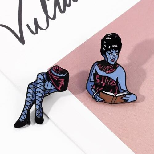 Beetlejuice- Half lady Brooch lady Body legs enamel pins badge supernatural fans punk flair accessory Halloween horror art decor