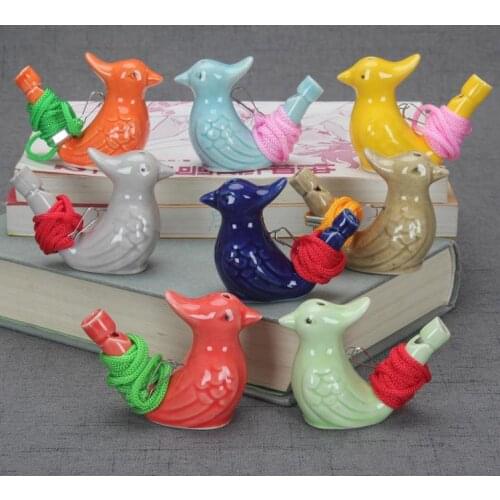 Free Shipping 100pcs/lot Bird Shape Whistle Children Ceramic Water Ocarina Arts And Crafts Kid Gift For Many Styles SN1901