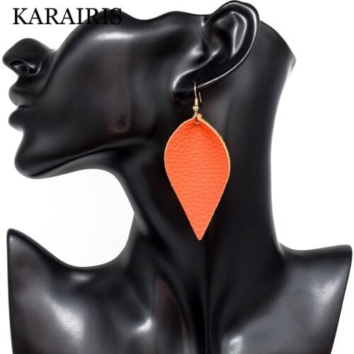 KARAIRIS 12 Colors PU Leather Leaf Earrings for Women Summer Bohemian Statement Earrings Fashion Jewelry Wholesale