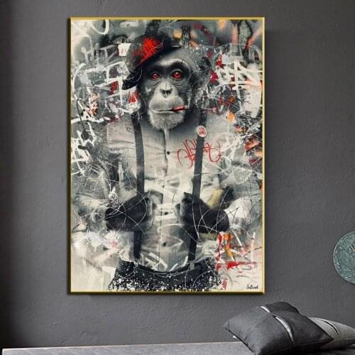 Graffiti Art Monkey Canvas Painting Abstract Animal Posters and Prints Cuadros Wall Art Pictures for Living Room Home Decoration