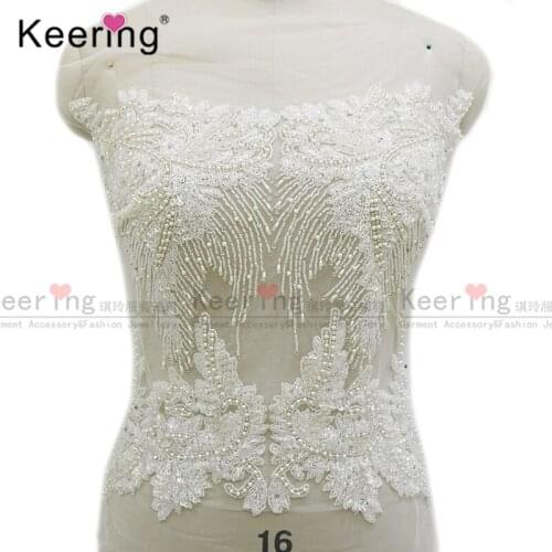 Front and back )Keering Crystal Applique Bodice for wedding panel WDP-011