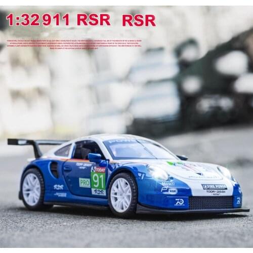 Hot 1:32 911 RSR Alloy Sports Car Model Diecast Sound Super Racing Lifting Tail Car Wheel For Children Gifts Free Shipping