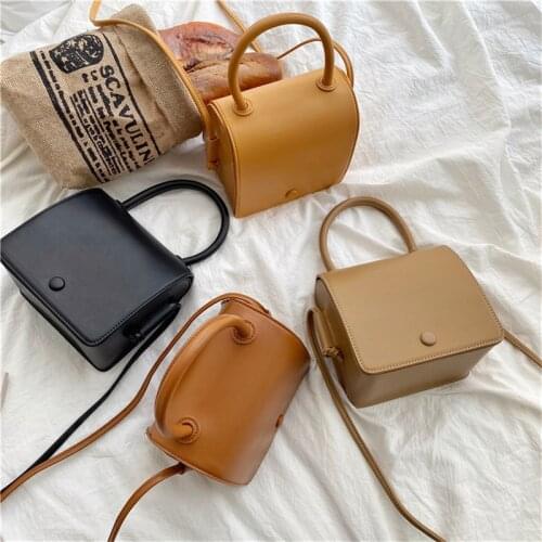 Small Women One Shoulder Bags Handbags Fashion Korean Style Pure Color Square PU Leather Messenger Handbag