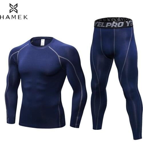 Mens Bodybuilding Running Compression Workout Sets Tights Long Sleeves Shirts Pants Leggings Sport Suits Fitness Sportswear