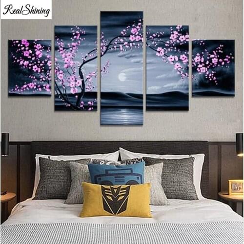 5Pcs Still Life Cherry Blossom Night Diamond Embroidery Sale Diamond Painting 5d DIY Mosaic Flower,full Square Round Drill,T221