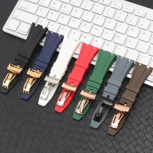 Nature silicone rubber watchband for AP Strap Folding Buckle 26mm 27mm for Audemars And Piguet watch band 15400/26470/15703
