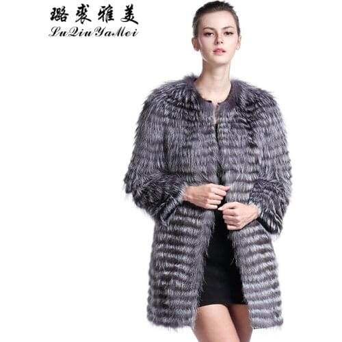 Russian Womens Fur Coats Natural Silver Fox Fur Jackets Luxury Brand Real Fur Coat Female Slim Fur Fashion Jackets for Women