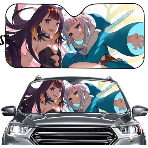 Foldable Sun Shade UV Sun Gloss Sunshade Gawr Gura Print Windshield Sunshade Universal Fits Most Car Vehicle Custom Accessories