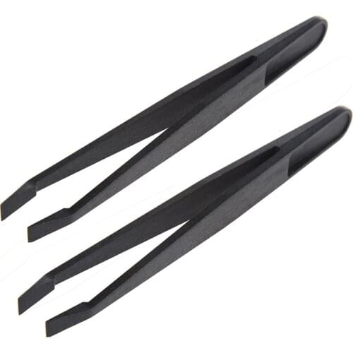 SODIAL(R) 2 Pcs Anti-Static Flat Tip Tweezers Electronic Repair Tool Promotion