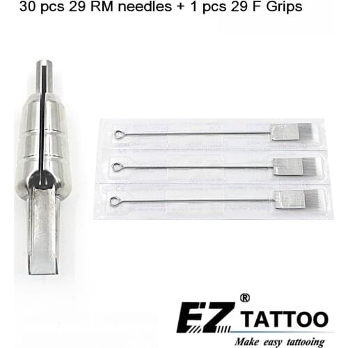 EZ 30 pc Magnum Tattoo Needles 29M1 with 1 pc 316 Stainless Steel Magnem bullet tubes 29F Tattoo Grip tattoo supply 1 set/lot