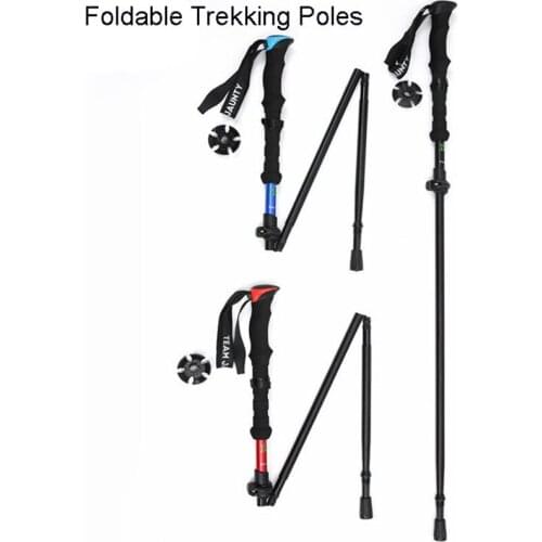 Outdoor Foldable Trekking Poles Walking Stick,Adjustable Portable Hand Auminum Alloy Walking Hiking Poles,Lightweight Sticks