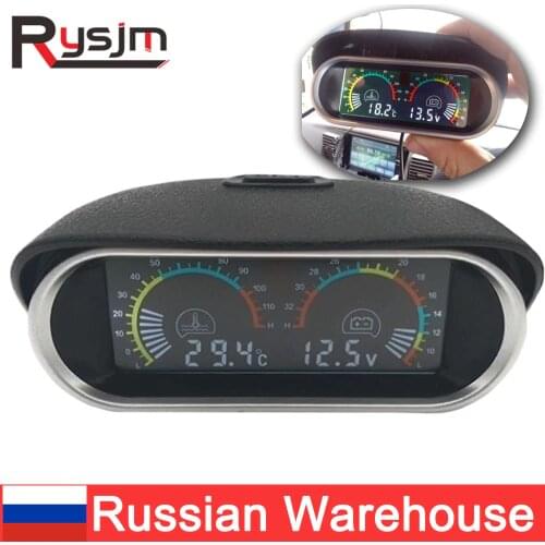 Universal 2 in 1 LCD Car Digital Water Temp Gauge Voltmeter auto motorcycle water temperature sensor 10mm 12V 24V Volt meter