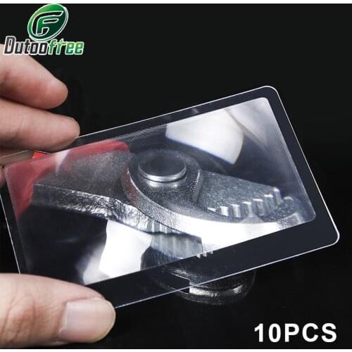 Magnifiers Credit Card Shape 3X Transparent Magnifier Magnification Magnifying Fresnel LENS Made of Plastics 10pcs