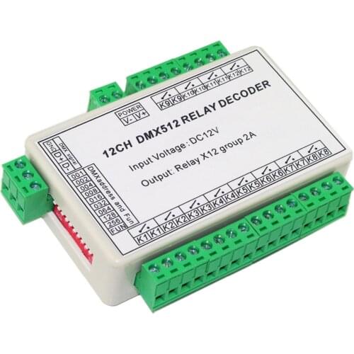 12 Channel 2A LED DMX512 Decoder DMX512 Controller 12CH Relay Switch Converter DMX Dimmer Relay Dimmer LED DMX512 Controller Boa