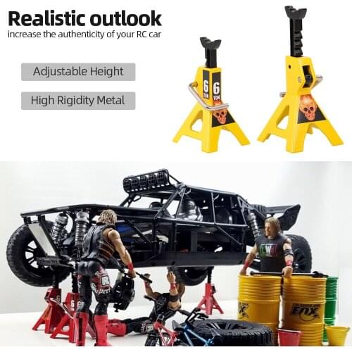 2pcs Simulation Metal 6 Ton Jack Stand Adjustable Height Decorate Repairing Tool for Traxxas HSP Rc4wd D90 Tamiya Axial Scx10