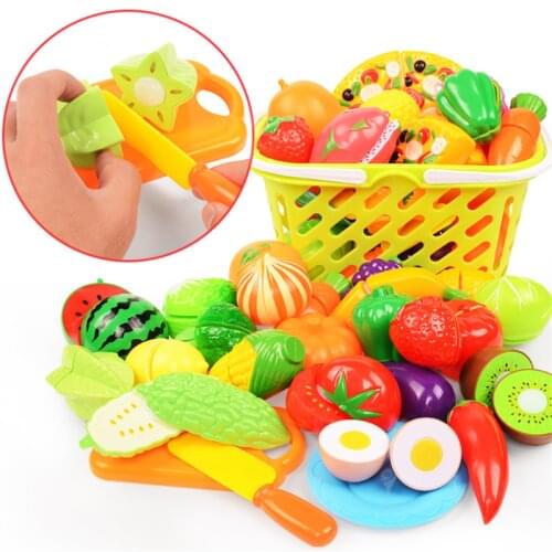 20PCS Children Pretend Role Play House Toy Cutting Fruit Simulation Plastic Vegetables Food Kitchen Baby Kids Educational Toys