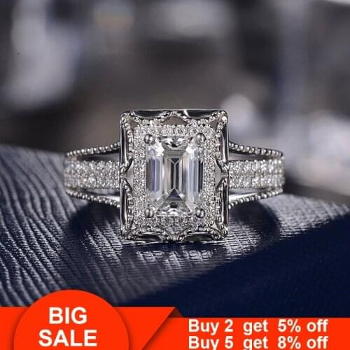 2019 Luxury 925 Sterling silver Promise ring Princess cut AAAAA cz Stone Engagement Wedding Band Rings for women Bridal Jewelry