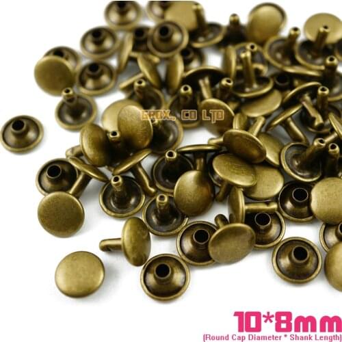 450 set 10*8mm Antique Brass Double Cap Round Rapid Rivet Leathercraft Rivet