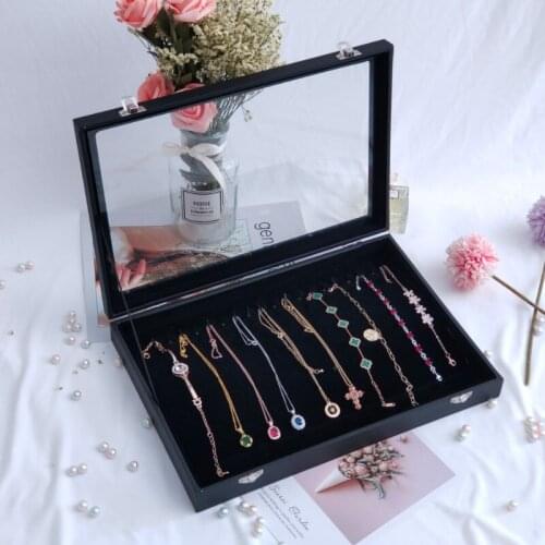 Large-capacity Ice Velvet Necklace Display Tray Jewelry 20-digit Bracelet Necklace Storage Box Desktop Jewelry Storage Box