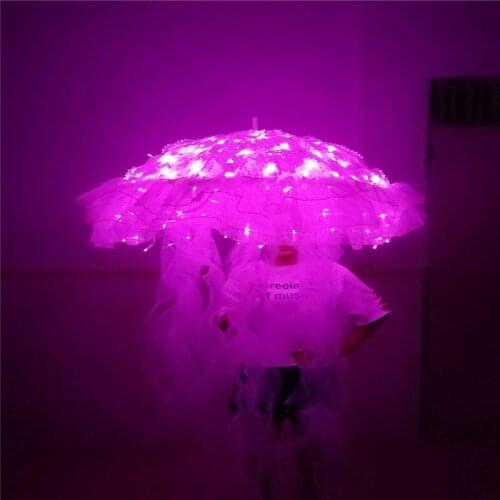 DC24 Pink led light Jellyfish umbrella ballroom dancer led costumes catwalk bar club performance party wears dress dj show cloth