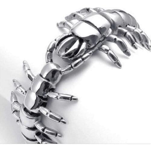 Exquisite foreign trade jewelry foreign trade original single men 's bracelet titanium steel animal centipede bracelet