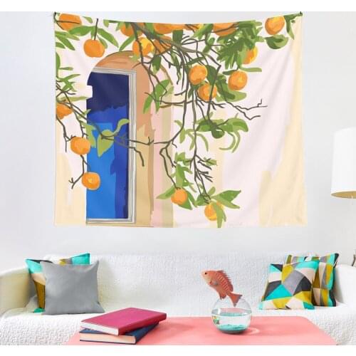 Plant illustration Tapestry Blanket Table Cloth Window Fruit Branch Hippie ins Tapestries Picnic Blanket edroom Decoration